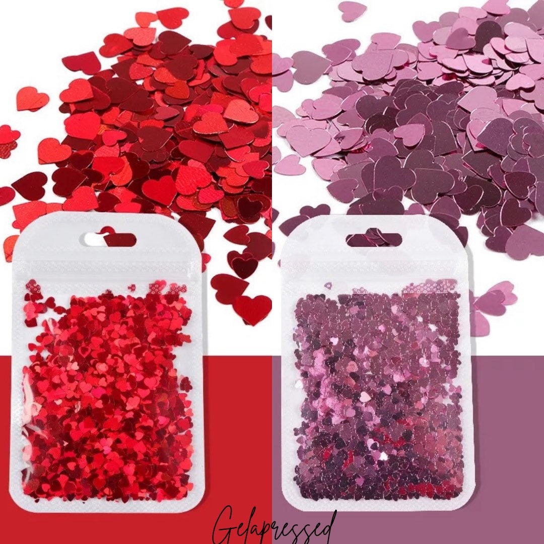 Holo Heart Nail Art Sequins Multi Size Mix Etsy