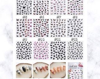 Animal Print Butterfly Nail Art Decals - Stickers