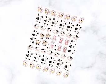 Pegatinas de arte de uñas de vaca Kawaii - Calcomanías de uñas