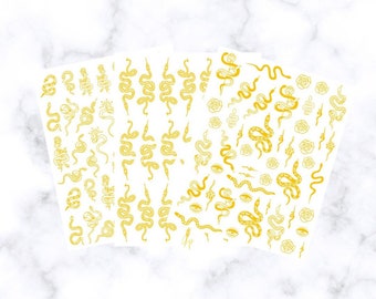 Gold Snakes Nail Art Decals - Stickers