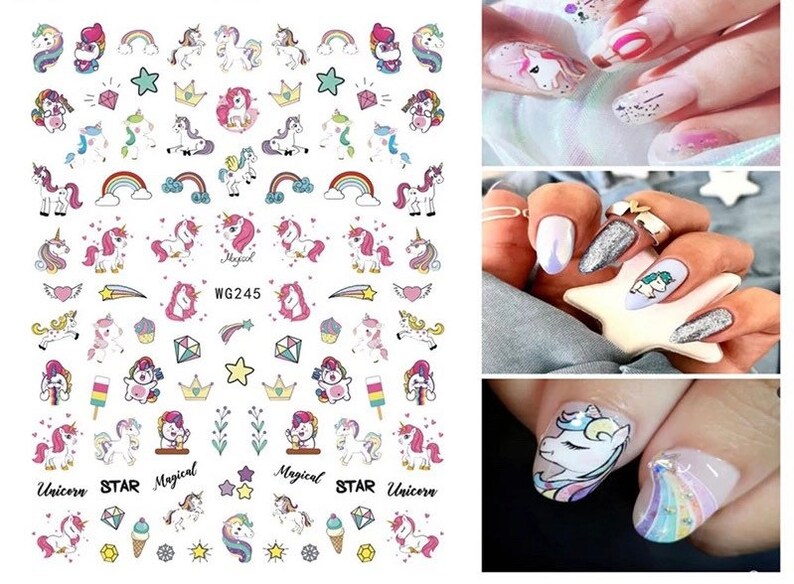 Colorful Unicorn Nail Art Stickers Etsy