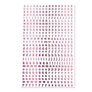 May include: Sheet of alphabet stickers in various sizes and fonts. The stickers are in shades of pink and purple. The text "ZS-101" is printed on the sheet. Ideal for scrapbooking, card making, and other craft projects.