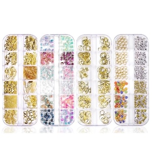 12 Pack Mixed Nail Decals Pearls Sequins Caviar