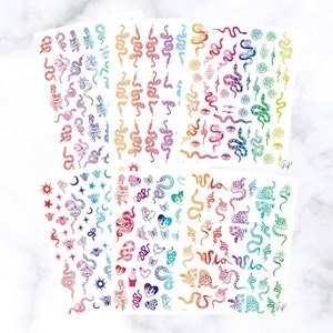 Rainbow Snakes Holographic Nail Art Decals - Stickers