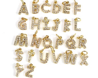 Dainty Mini Letter Alphabet CZ Dangle Nail Charm