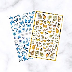 Blue Orange Butterfly Nail Art Decals - Stickers