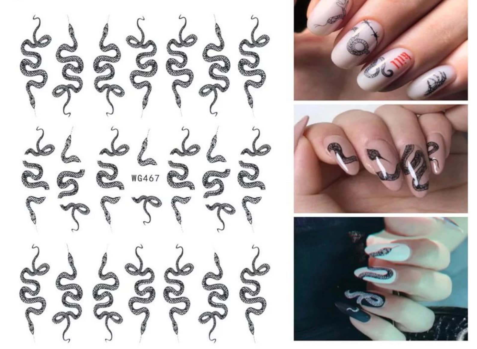 Snakes Nail Art Decals Stickers Etsy