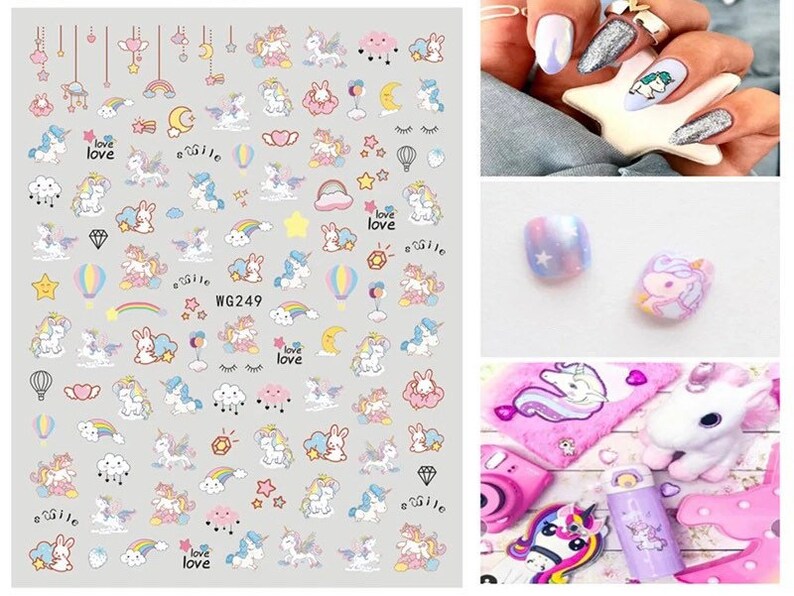 Colorful Unicorn Nail Art Stickers Etsy