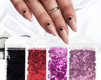 Holo Heart Nail Art Sequins - Multi Size Mix