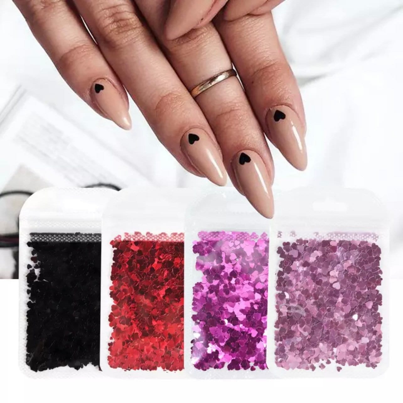 12 Grids Holographic Heart Nail Art Glitters Sequins 12 Grids Holographic Heart Nail Art Glitters Sequins