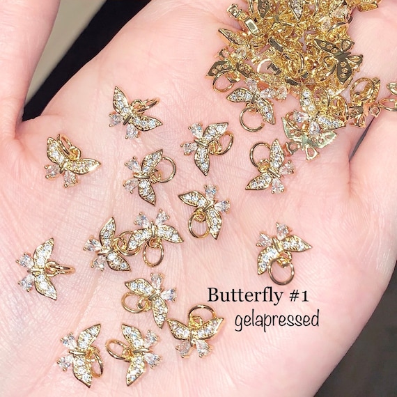 Butterfly CZ Dangle Nail Charm 