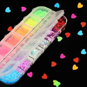 12 Pack 3mm Heart Nail Art Sequins