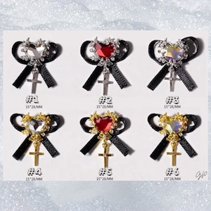 Cross Heart Bow Nail Charm