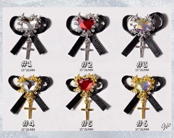 Cross Heart Bow Nail Charm
