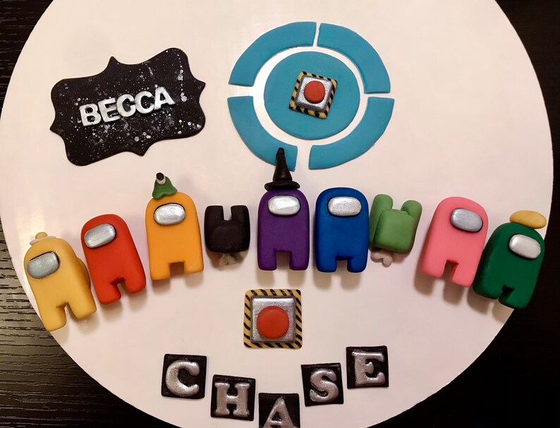 Among Us Edible Fondant Cake &amp; Cupcake Toppers Crewmate Etsy