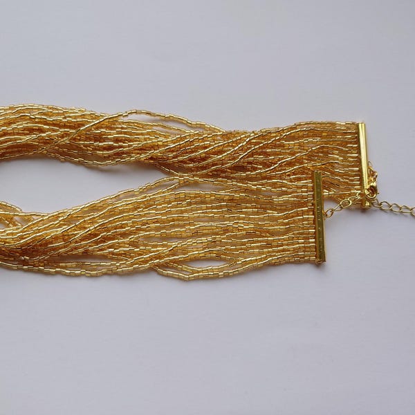 Gold Seed Bead Choker Necklace