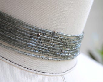 Long Grey Beaded Necklace,