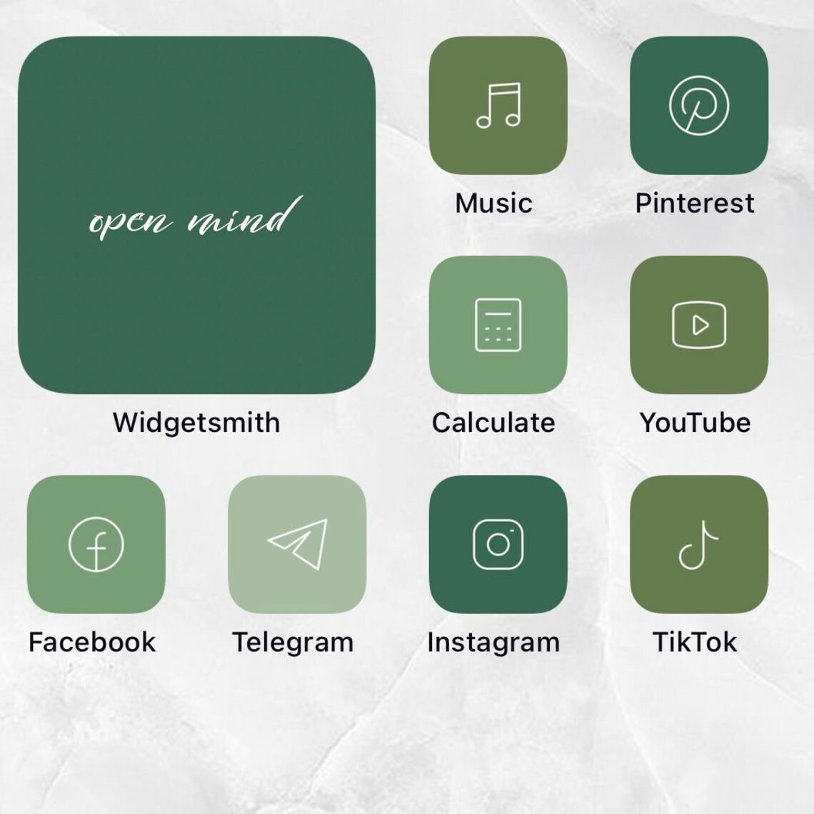 83 Green Ios 14 App Icons Light Bright Mood Ios14 Widget Cover Etsy