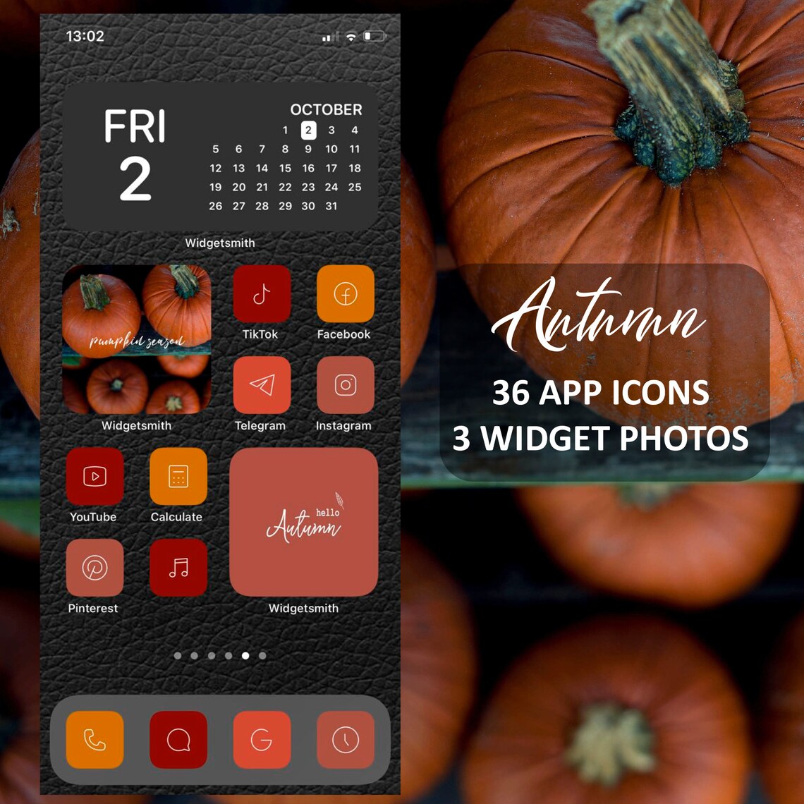 36 Autumn Ios 14 App Icons Orange Fall Bright Mood Widget - Etsy