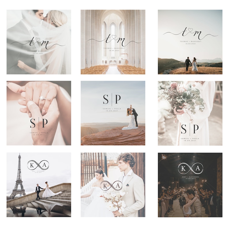 Minimalist Wedding Monogram Logo: Modern Initials Design (digital) - Etsy
