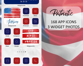iOS 17 向けアメリカ愛国心あふれるアプリアイコン、USA テーマ (デジタルダウンロード)