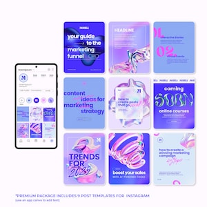 Plantillas personalizadas para publicaciones de Instagram / Kit de marca editable de Canva