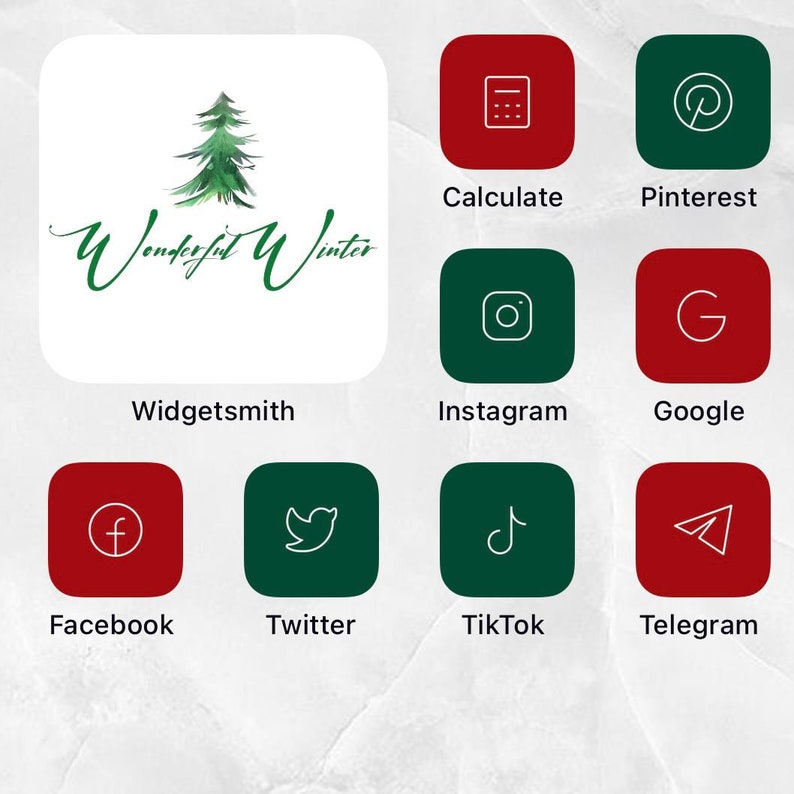 83 Christmas iOS 14 App Icons Light Mode Widget Cover Etsy