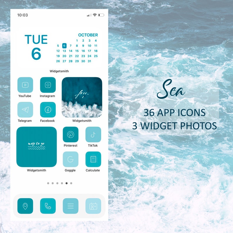 36 Sea iOS 14 App Icons Light Blue Bright Mood Widget ...