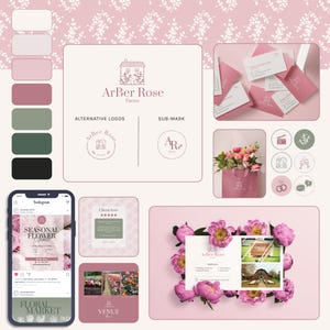 Kit de design de logotipo personalizado e branding – Identidade de marca para pequenas empresas – Logotipo feminino – Pacote de logotipo para empreendedores