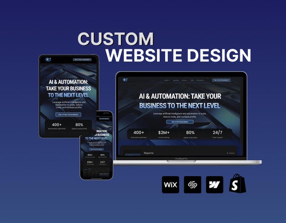 Custom Website Design, SEO-Friendly, Shopify, WIX, Squarespace, Webflow