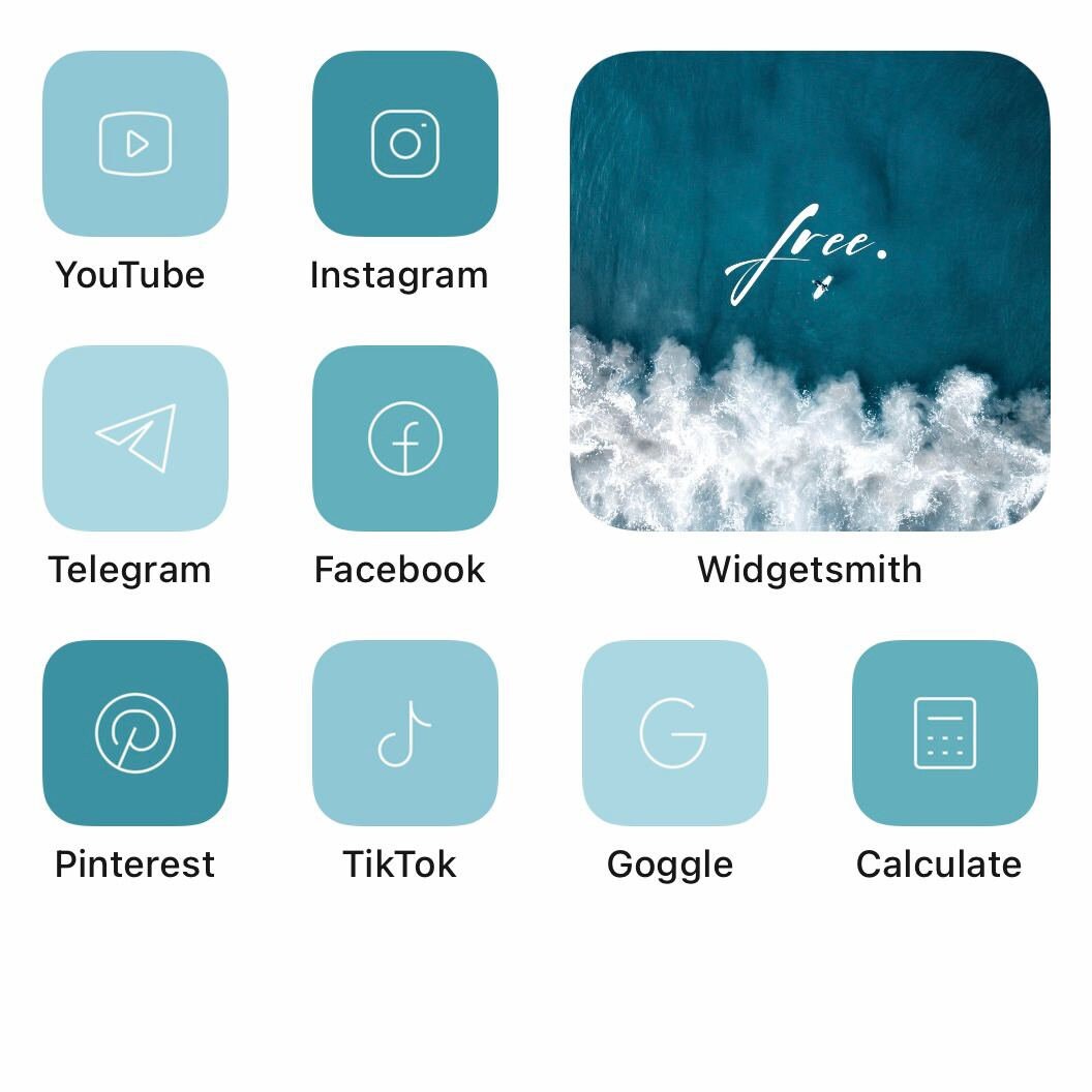 36 Sea Ios 14 App Icons Light Blue Bright Mood Widget Cover Etsy UK