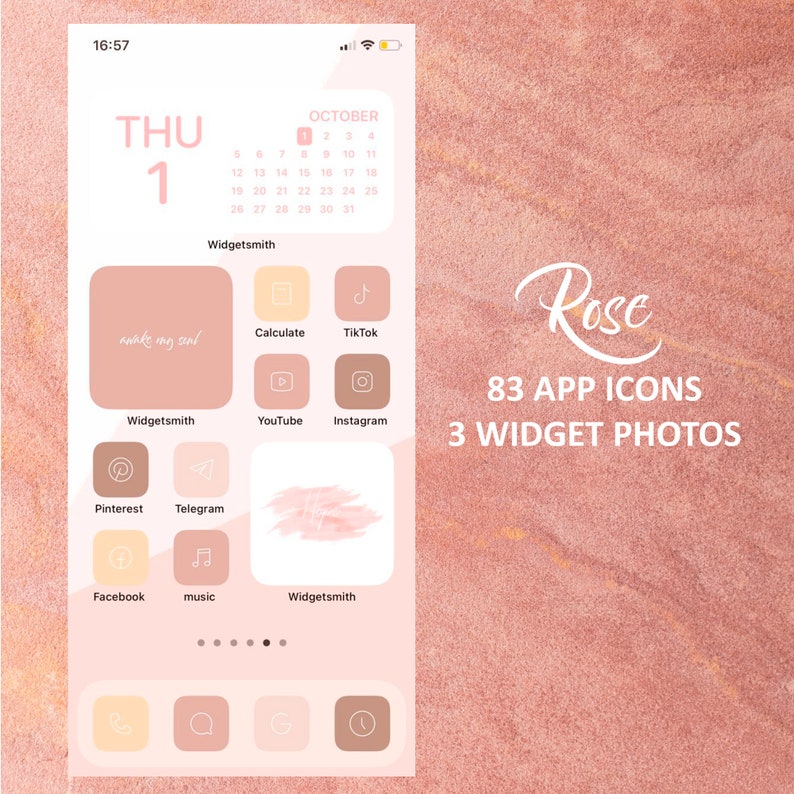 Rose App Icons: 83 Pink Ios 17 Theme, Widget Covers (digital Download ...