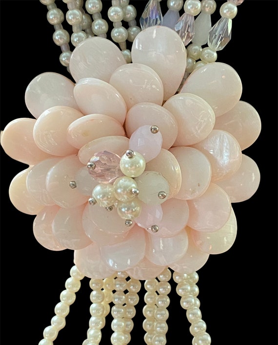 Vintage Joan Rivers Faux Pearl Pink Flower Cluste… - image 3