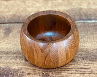 Vintage DANSK International Designs LTD, IHQ/Malaysia Tulip Bowl by Jens Quistgaard Danish Modern, Acacia Bowl, Hand Carved, Stamped