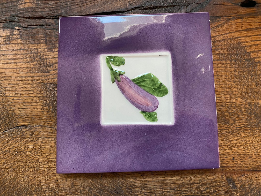 CERAMICA Stefani Eggplant Trivet Made in Italy 8 Tile Etsy
