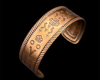 Vintage Native American Copper Thunderbird Cuff Bracelet