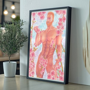 Stampa d'arte "Cherry Blossom" - disegno maschile - arte gay - su carta opaca premium - vari formati