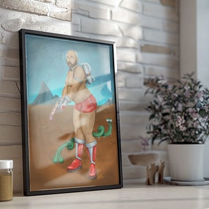 Stampa artistica "Astro Chub" - artisti gay - astronauta nudo - su carta premium - vari formati - regalo per uomini gay