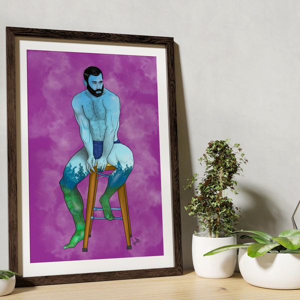 Impression d’art « Just Sitting », imprimée sur du papier mat haut de gamme dans une variété de tailles