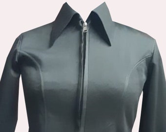 Black Western Show Shirt: Stretch Fabric Horse Show Jacket