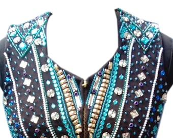 Crystals Western Show Vest: Stretch Fabric Horse Riding Jacket