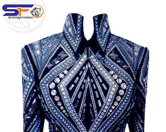 Women's Western Showmanship Jacket: Blue Equestrian Show Clothes