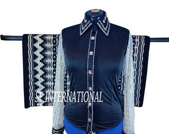 Black Western Show Shirt with Sheer Sleeves & Matching Pad (34x42)