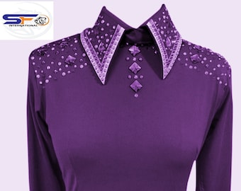Women's Western Show Shirt: Custom Purple Rhinestone Rail Jacket