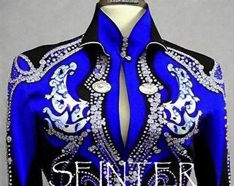 Royal Blue With Black Base Showmanship Jacket Horse Riding Show Jacket Horse Show Clothes Show Clothing For Horse Riding