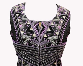 Black & Purple Western Show Vest: Custom Horse Riding Apparel