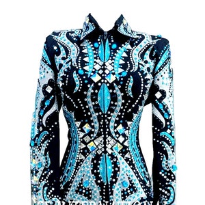 Western Showmanship Jacket For Women, Aquamarine Western Custom Showmanship Jacket, Western Pleasure Show Jacket, Showmanship, Horsemanship