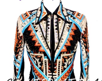 Jaqueta Western Showmanship personalizada: Roupas para shows equestres em tecido elástico