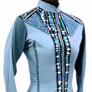 Western Women Show Shirt Western Pleasure Show Shirt Women Rail Shirt Western Custom Rodeo Queen Shirt Showmanship Horse Riding Show Clothes