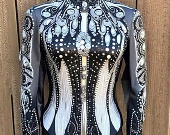 Zilver-zwart westernrijjas: Rodeo Queen Horsemanship Rail Jacket